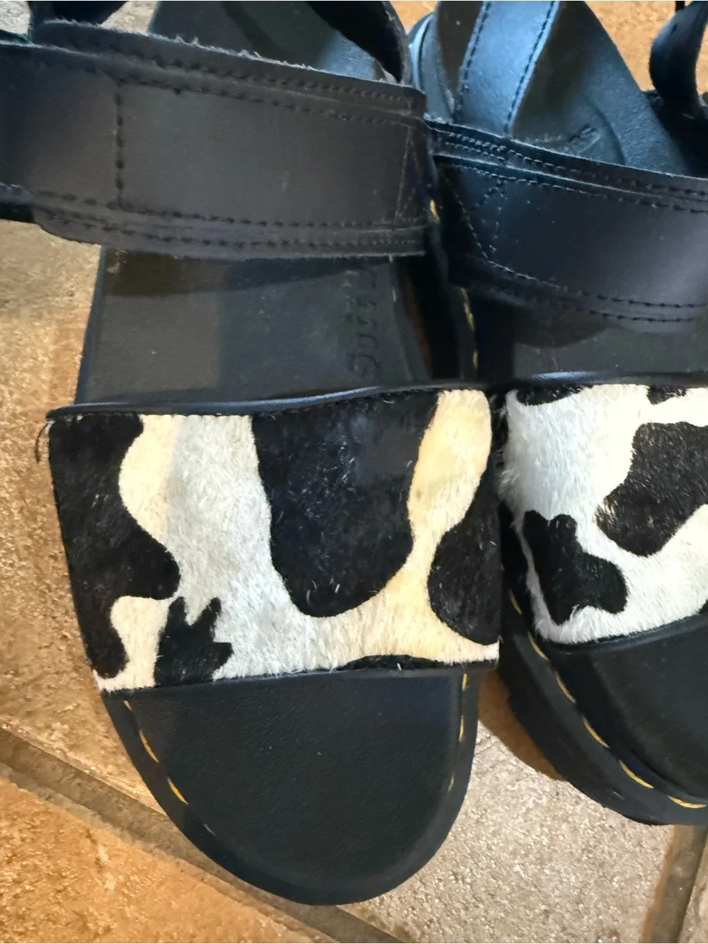 Dr. Martens Voss Cow Print Hair- On Platform Sandals